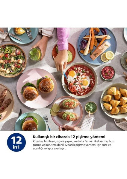 Sağlıklı Pişirme Airfryer 4.2l 1500W 12'li Çok Fonksiyonlu NA120/00 Siyah