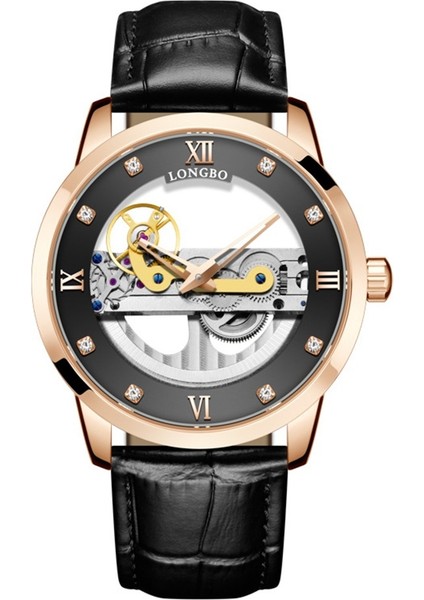 Longbo Mekanik Saat Moda Çift Taraflı Içi Boş Erkek Saati Tourbillon Saat (Yurt Dışından)