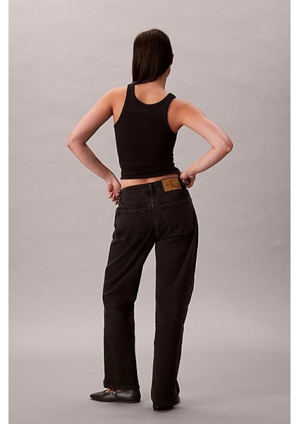 Kadın Yüksek Bel Düz Paça Jean Pantolon - Siyah modelleri