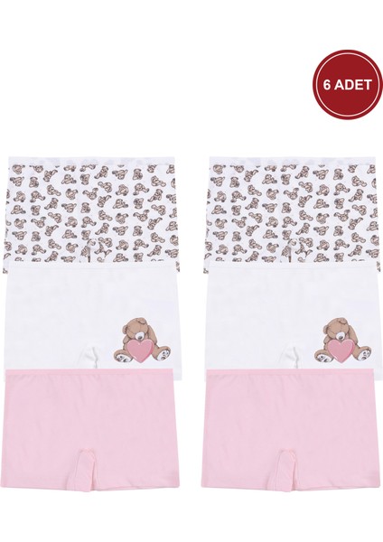 Kız Çocuk Pamuklu 6'lı Baskılı Boxer