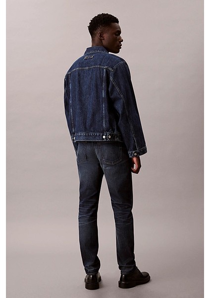 Erkek Slim Tapered Fit Termal Kumaşlı Jean Pantolon - Koyu Mavi modelleri