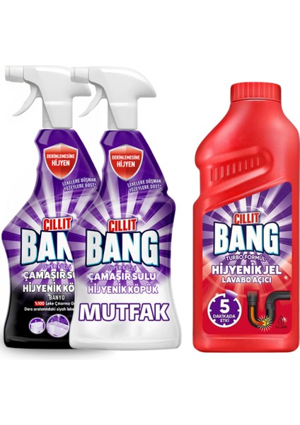 Turbo Hijyenik Jel Lavabo Açıcı 500 ml + Mutfak Sprey 750 ml + Banyo Sprey 750 ml fırsatları