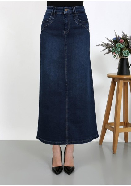 Cep Detaylı Denim Koyu Mavi