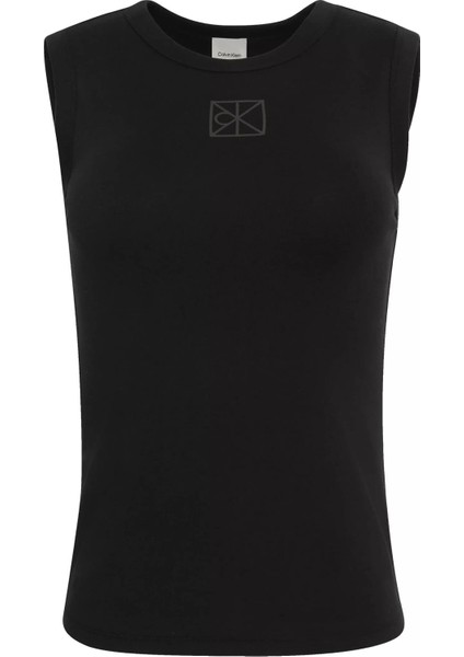 Kadın Regular Kalıp Nervürlü T-Shirt - Siyah