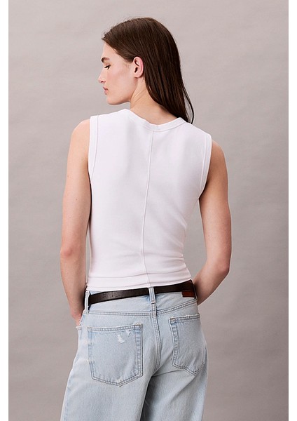 Kadın Regular Kalıp Nervürlü T-Shirt - Beyaz fiyatları