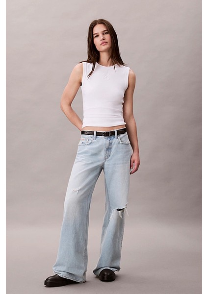 Kadın Regular Kalıp Nervürlü T-Shirt - Beyaz indirimleri