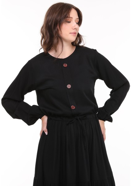 Viskon Kumaş Siyah Uzun Tesettür Elbise indirimleri