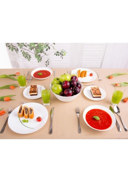 6' Lı Zelıe Beyaz 21 cm Yemek Tabağı.