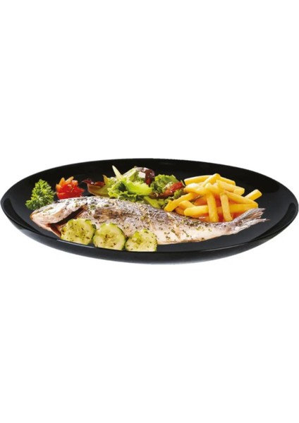 Diwali Friends Time Siyah 6'lı Oval Kayık 33 Cm.yemek & Servis & Barbekü Tabağı.