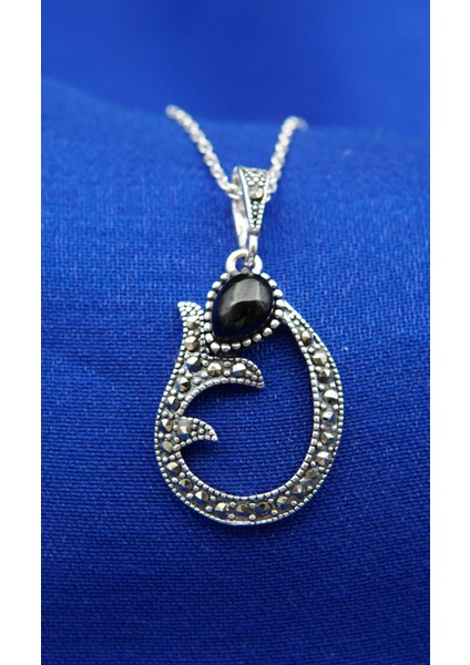 925 Ayar Kadın Oltu Taşı Kadın Kolye SY00083