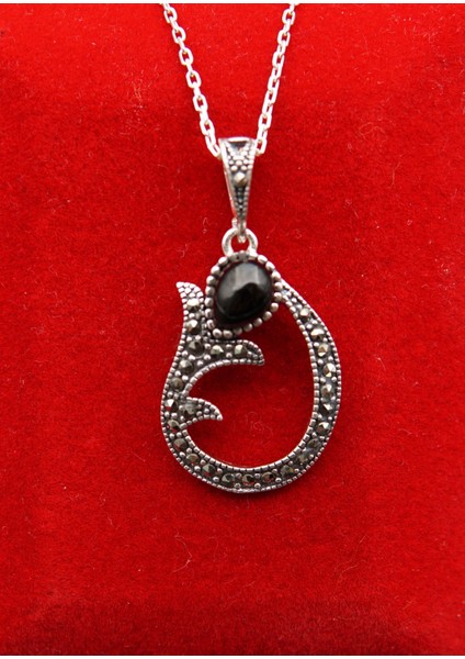 925 Ayar Kadın Oltu Taşı Kadın Kolye SY00083 fiyatları