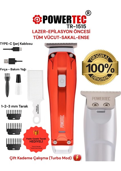 TR-1515 Lazer-Epilasyon Öncesi Tüm Vücut Tıraş Makinesi Sakal-Ense-Vücut