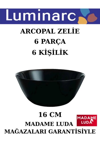 Arcopal Zelie Siyah 16 Cm.6 Kişilik 6 Adet Çorba & Salata & Meyve Kasesi