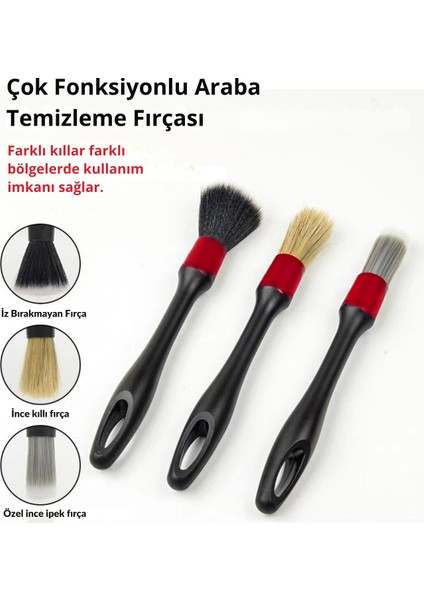 Araç Detaylı Temizlik Fırça Seti, Araba Detay Temizlik Fırçası, Oto Detay Fırçası 3 Adet Yumuşak indirimleri