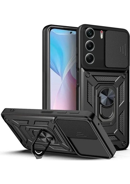 Tacno Camon 40 Kılıf Pars Yüzüklü Standlı Kamera Korumalı