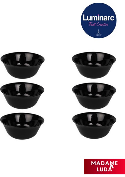 Carine Temperli Siyah 12 Cm-6 Adet (Çorba-Salata-Dondurma-Sütlü Tatlı- Çerez-Cips) Kasesi/takımı.