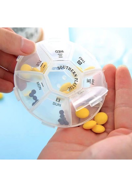 Yedi Günlük Hap Kutusu, Haftanın Yedi Günü Seyahat Hapı Kutusu, Taşınabilir Hap Kutusu, Seyahat Paketli Hap Kutusu, Sınıflandırılmış Sarı Ingiliz Modeli (Yurt Dışından)