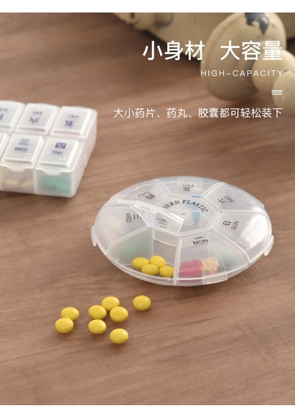 Taşınabilir Hap Kutusu 7 Günlük Hap Küçük Mini Taşıma Seyahat Haftalık Hap Saklama Kutusu 3 Adet Yuvarlak Hap Kutusu (Yurt Dışından) modelleri