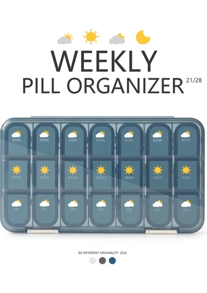 21 Bölmeli ve 28 Bölmeli Bir Haftalık Kapalı Kutusu, Dört Bölmeli Ambalaj Kutusu, Siyah (Yurt Dışından)