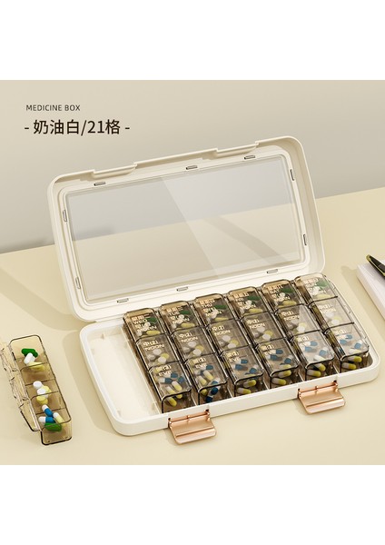 Taşınabilir Hap Kutusu, Haftanın Yedi Günü Hatırlatma Hapı Dağıtıcısı, Günde Üç Öğün Yemek, Saklama ve Paketleme Kutusu, Krem Beyazı - 28 Izgara (Yurt Dışından)