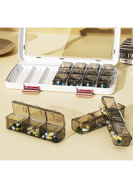 Taşınabilir Hap Kutusu, Haftanın Yedi Günü Hatırlatma Hapı Dağıtıcısı, Günde Üç Öğün Yemek, Saklama ve Paketleme Kutusu, Krem Beyazı - 28 Izgara (Yurt Dışından) indirimleri