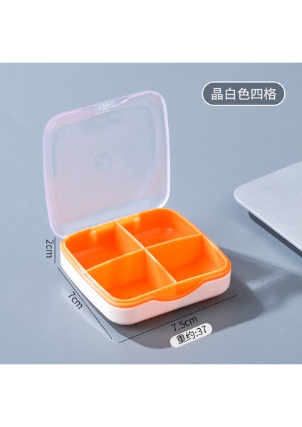 Taşınabilir Mühürlü Dağıtım Kutusu, Bir Haftalık Büyük Kapasiteli Saklama Kutusu, 4 Bölmeli Taşınabilir Küçük Kutusu - Kristal Beyaz Model + Kesici (Yurt Dışından)