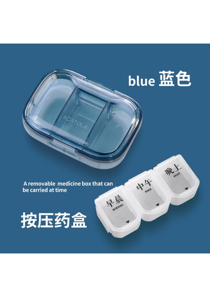 Küçük Kutusu Taşınabilir Mini Trompet Taşınabilir Saklama Mühürlü Kutusu Mavi 6 Bölme (Iç Bölmeler Çıkarılabilir) + Sabah, Öğle ve Akşam Kutusu (Yurt Dışından)