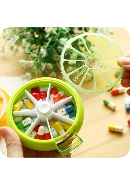 Bir Haftalık Hap Kutusu Taşınabilir Döner Yeniden Paketlenmiş Meyve Hapı Kutusu Büyük Kapasiteli Taşınabilir Mini Kutusu Q3-13 Turuncu Sarı (Yurt Dışından) fiyatları