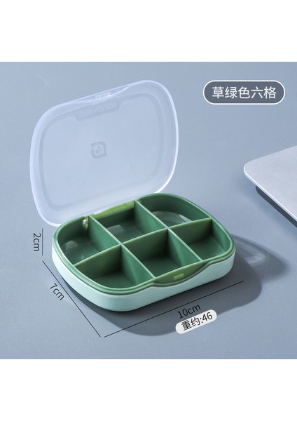 X, Taşınabilir Mühürlü Dağıtım Kutusu, Bir Haftalık Büyük Kapasiteli Saklama Kutusu, 6 Bölmeli Taşınabilir Küçük Kutusu - Çimen Yeşili Model + Kesici (Yurt Dışından)