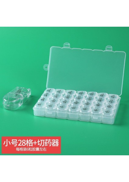 Taşınabilir 7 Günlük Hap Kutusu, Küçük Boyutlu, Mini Bir Haftalık Paket, Mühürlü, Yaşlılar Için Büyük Kapasiteli Hap Bölücü ve Kesici, Küçük Boyutlu (28 Izgara, Renkli) (Yurt Dışından)