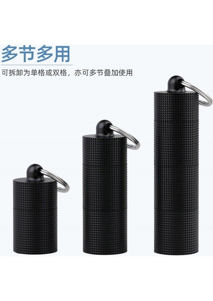 Mühürlü Neme Dayanıklı Alüminyum Alaşımlı Su Geçirmez Bölmeli Taşınabilir Küçük Kutusu, Şişesi Siyah Klasik Üç Bölmeli Mini Anahtarlık Ilk Yardım (Yurt Dışından)