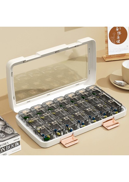 Bolan Hap Kutusu Taşınabilir Günde Üç Öğün Taşınabilir Dağıtım Kutusu Bir Hafta Hatırlatma Kutusu Büyük Kapasiteli Dağıtıcısı Işık Lüks Yeşil-21 Hücreleri (Yurt Dışından)