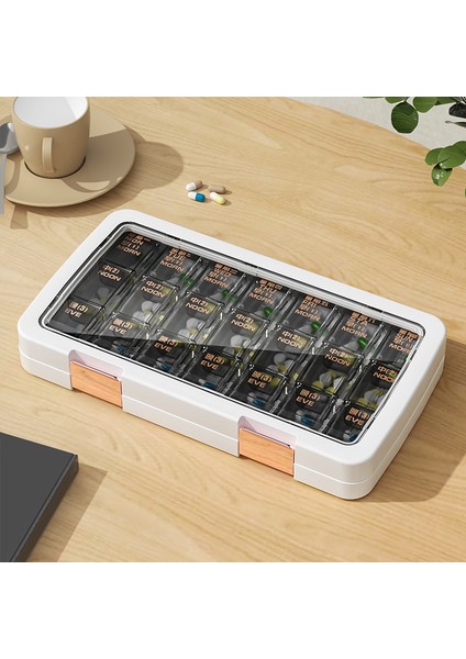 Bolan Hap Kutusu Taşınabilir Günde Üç Öğün Taşınabilir Dağıtım Kutusu Bir Hafta Hatırlatma Kutusu Büyük Kapasiteli Dağıtıcısı Işık Lüks Yeşil-21 Hücreleri (Yurt Dışından) modelleri