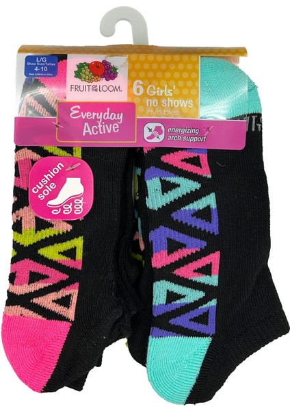Girls No Shows Invisible Çorap 6lı Paket (L)