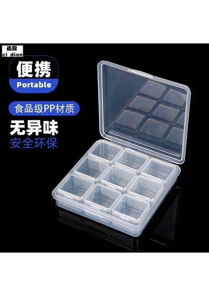 Taşınabilir Küçük Mini Hap Kutusu, Taşınabilir 9 Bölmeli Kare Şeffaf Plastik Kutu, Masaüstü Mücevher Saklama Kutusu, Orta Mavi 9 Bölmeli Şeffaf Kutu (Yurt Dışından) fırsatları