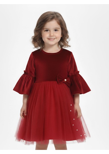 Kız Çocuk Elbise Noellik Kadife Kumaş