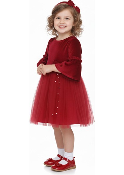 Kız Çocuk Elbise Noellik Kadife Kumaş modelleri