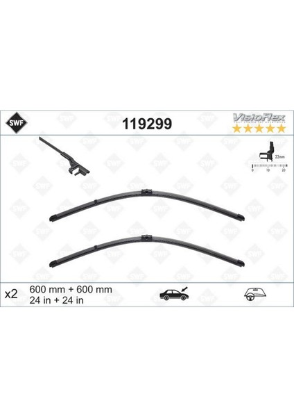 Zengezur Silecek Supurgesi Takimi 600MM / 600MM Mercedes W204 S204 C204 C218 X218 W212 S212 C207 A207 Swf