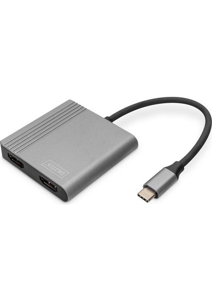 Dıgıtus USB Type-C 4K 2-In-1 HDMI Graphics Adapter, 18 cm 4K/30Hz, Silver, Aluminium Housing