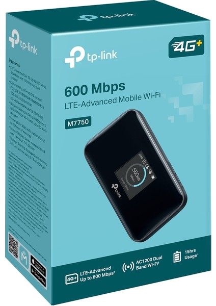 M7750 | 600 Mbps Lte-Advanced Mobile Wi-Fi | CAT12 Destekli | Çift Bant (867 Mbps + 300 Mbps), 32 Cihaz Bağlantısı | 3280 Mah Batarya | Ekran Göstergeli, Microsd Destekli indirimleri