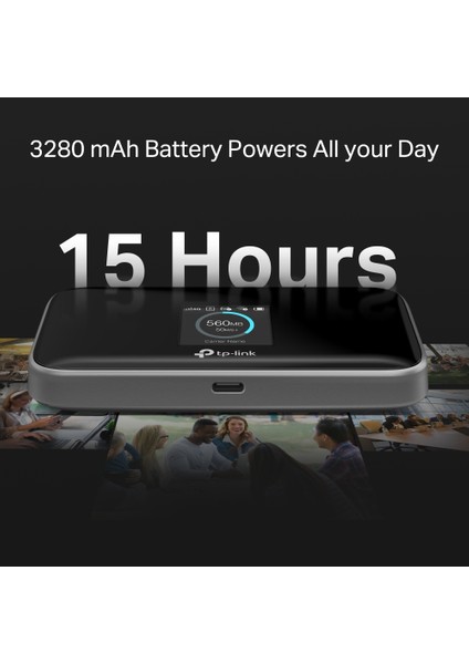 M7750 | 600 Mbps Lte-Advanced Mobile Wi-Fi | CAT12 Destekli | Çift Bant (867 Mbps + 300 Mbps), 32 Cihaz Bağlantısı | 3280 Mah Batarya | Ekran Göstergeli, Microsd Destekli