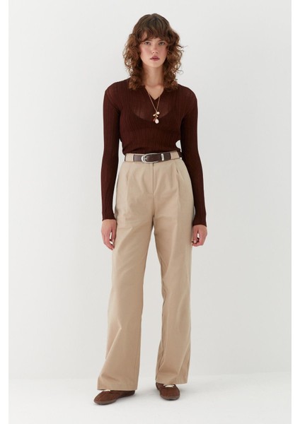 Kemerli Palazzo Pantolon Taş