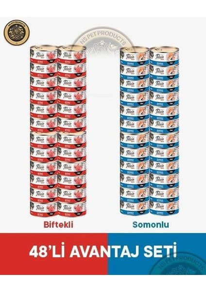 Biftekli-Somonlu Yetişkin Kedi Konservesi 48X85GR