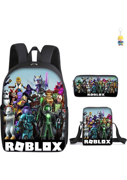 Roblox Öğrenci Okul Çantası Ilkokul ve Ortaokul Öğrencileri Sırt Çantası Üç Parçalı Set (Yurt Dışından)