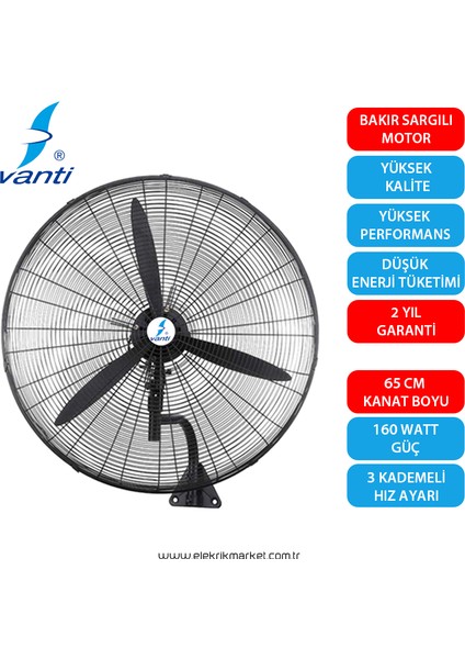 Zengezur VANTİ-KCF291-DV-SANAYİ Tipi Duvar Vantilatörü 65CM