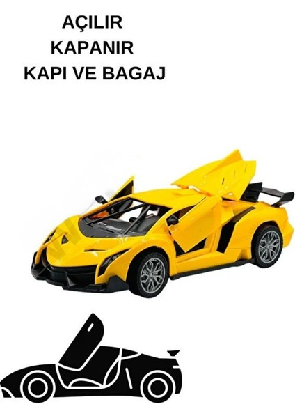 Uzaktan Kumandalı Spor Araba Kapıları Kumanda Kontrollü 1/18 - 789-104 - Sarı modelleri