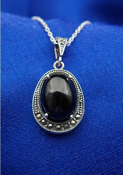 925 Ayar Kadın Oltu Taşı Kadın Kolye SK00084