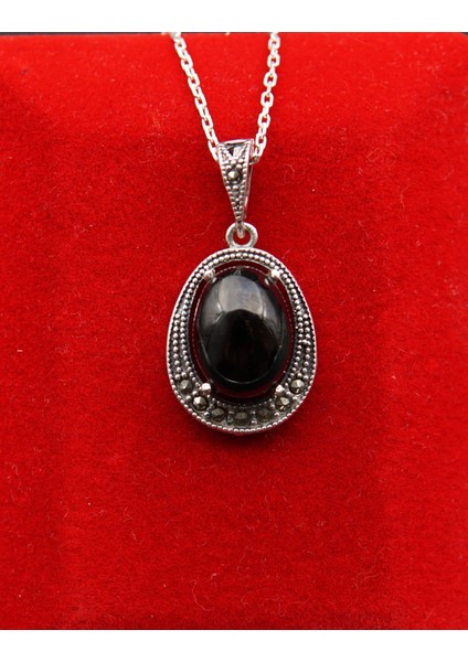 925 Ayar Kadın Oltu Taşı Kadın Kolye SK00084 fiyatları