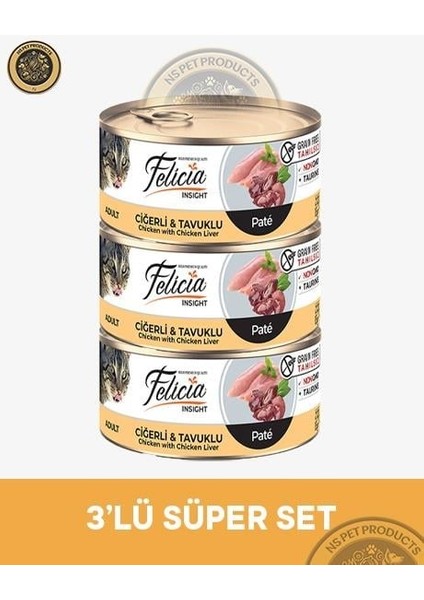 Ciğerli-Tavuklu Yetişkin Kedi Konservesi 3X85GR fiyatları