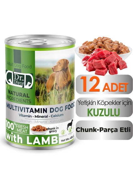 Dr. Diyor Kuzu Etli Yetişkin Köpek Maması 12 Adet